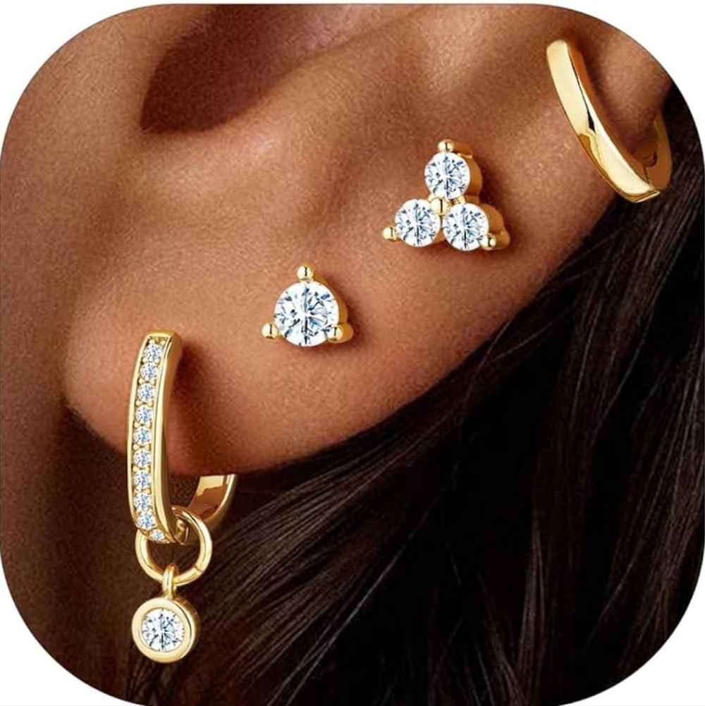 Elegant Gold and Silver Crystal Earrings